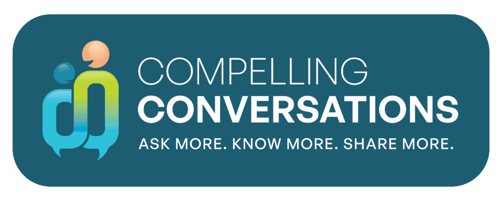 Compelling Conversations logo with tagline Ask More
